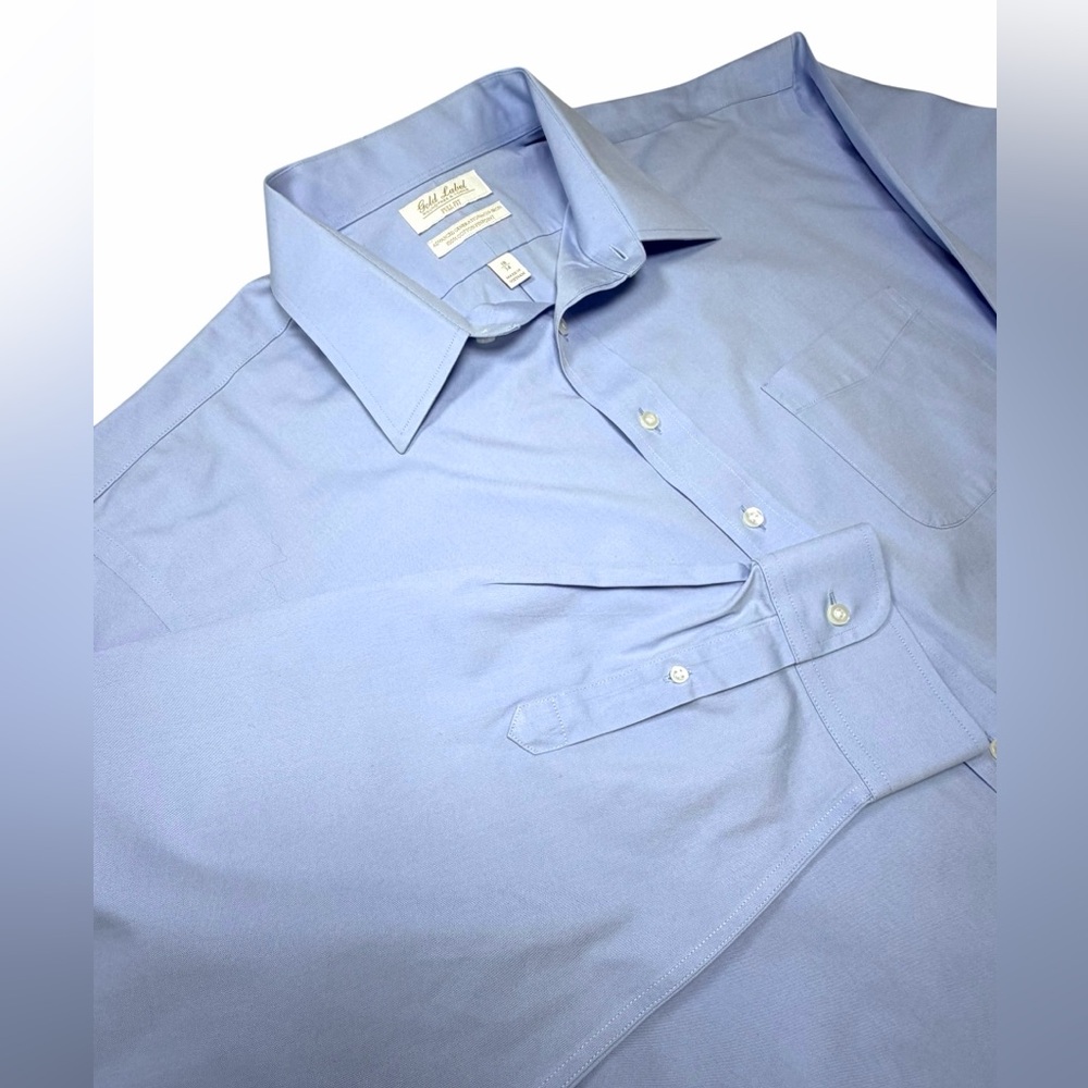 Roundtree & Yorke Gold Label Men’s 18/34 Blue Button Down Shirt Full Fit